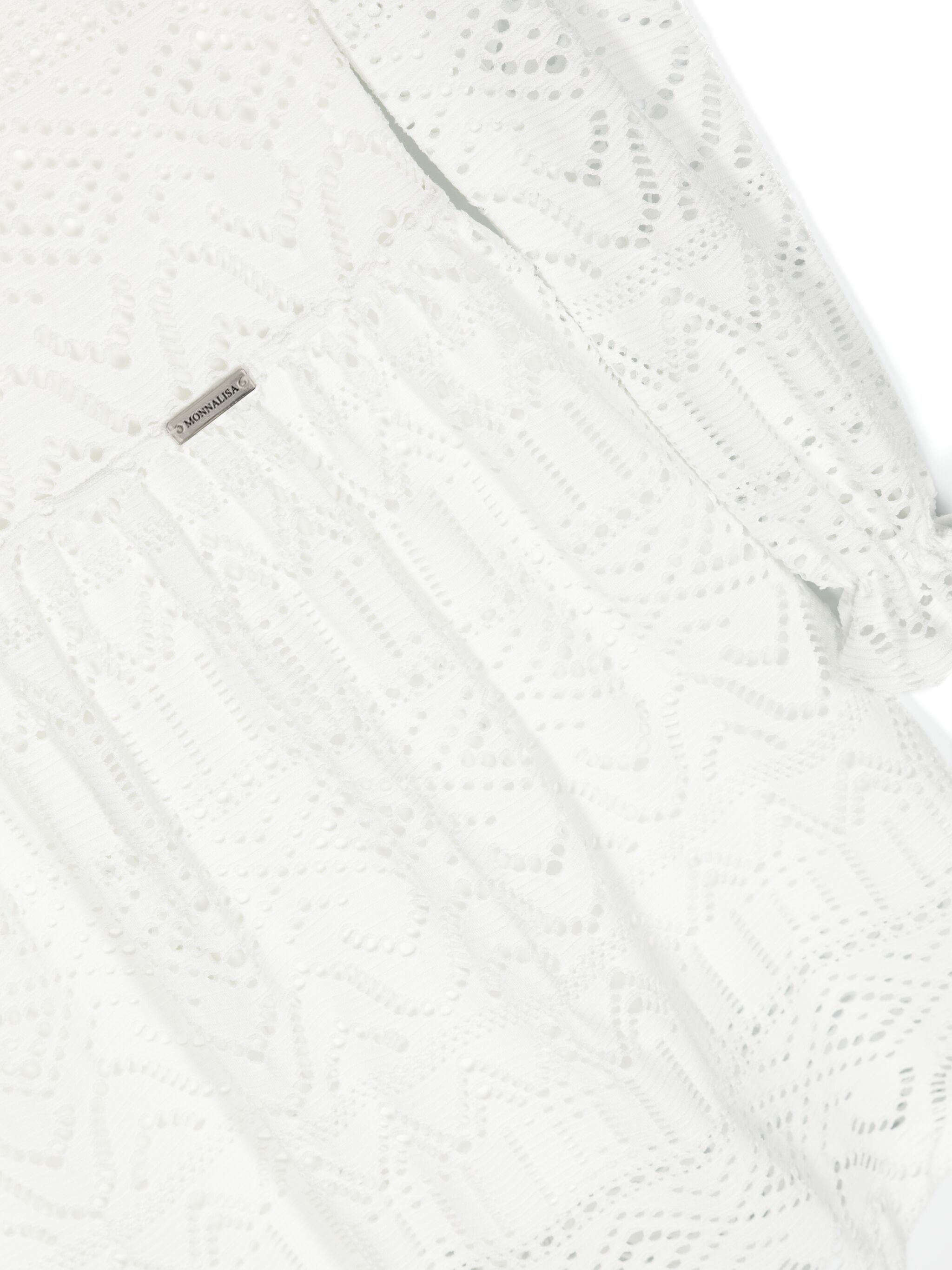 Monnalisa Embroidered Cotton-blend Midi Dress In White