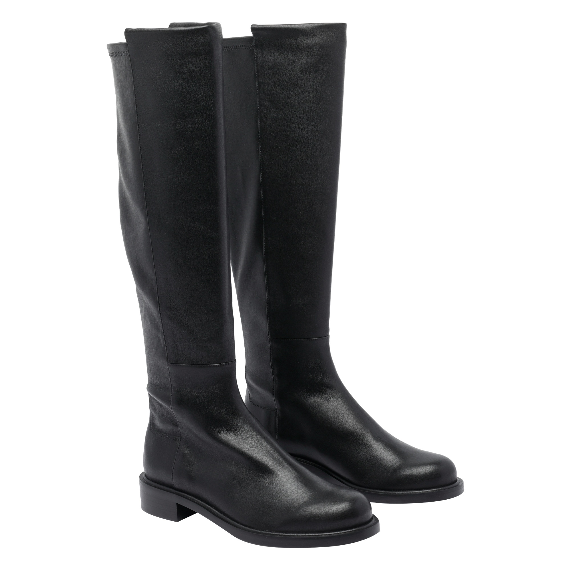 Stuart Weitzman High Leather Ankle Boots With Block Heel In Black