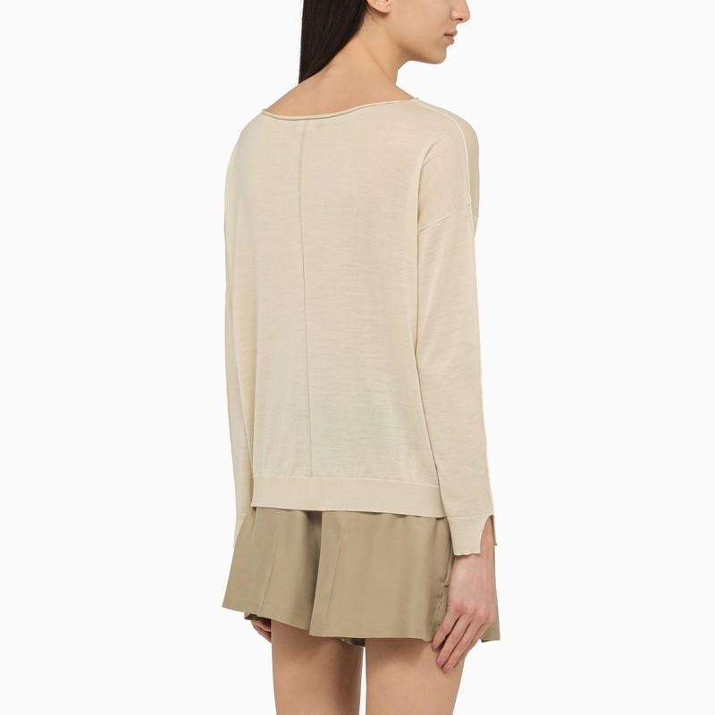 Roberto Collina Cream-coloured Wool Sweater In Nude