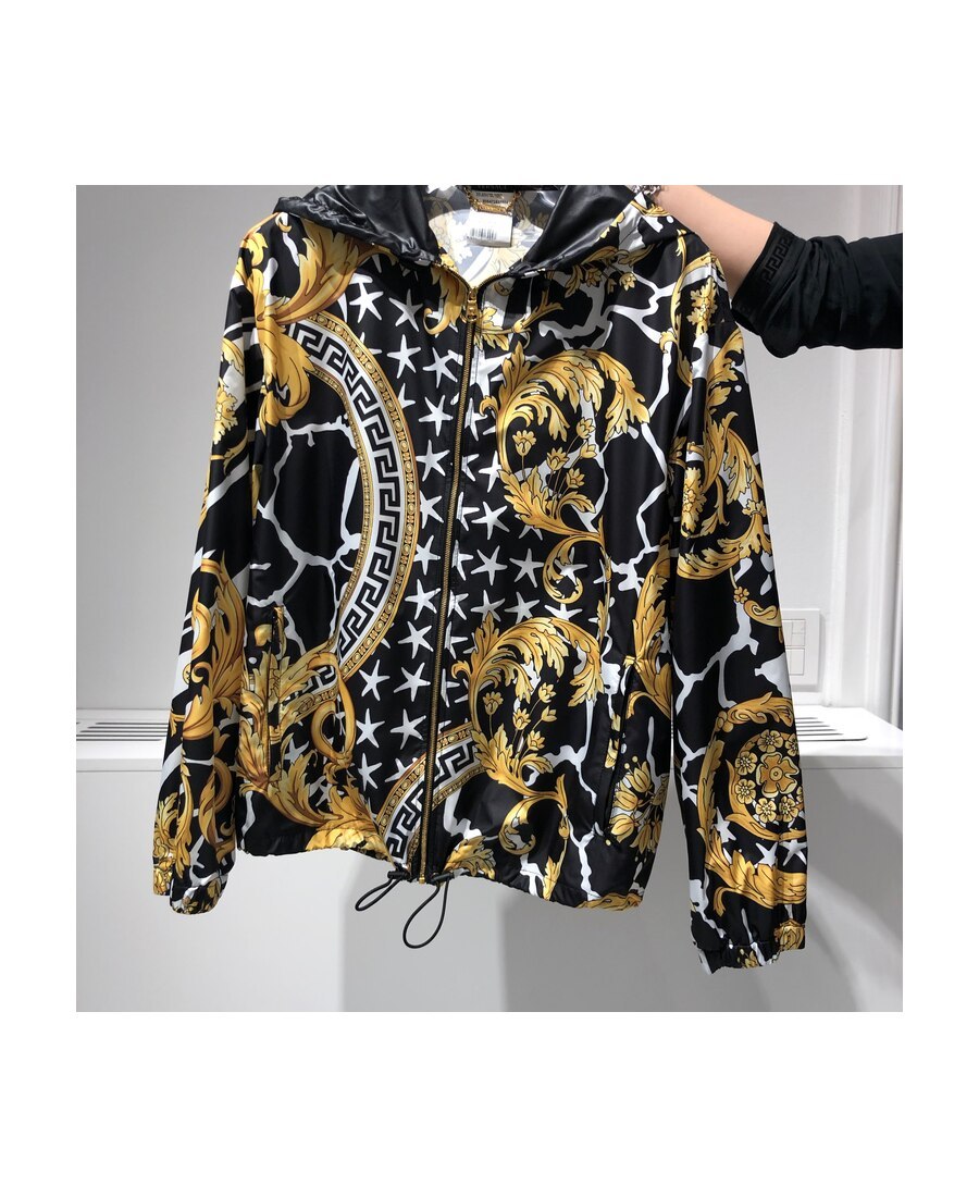 Versace Savage Baroque Printed Casual Jacket In Black
