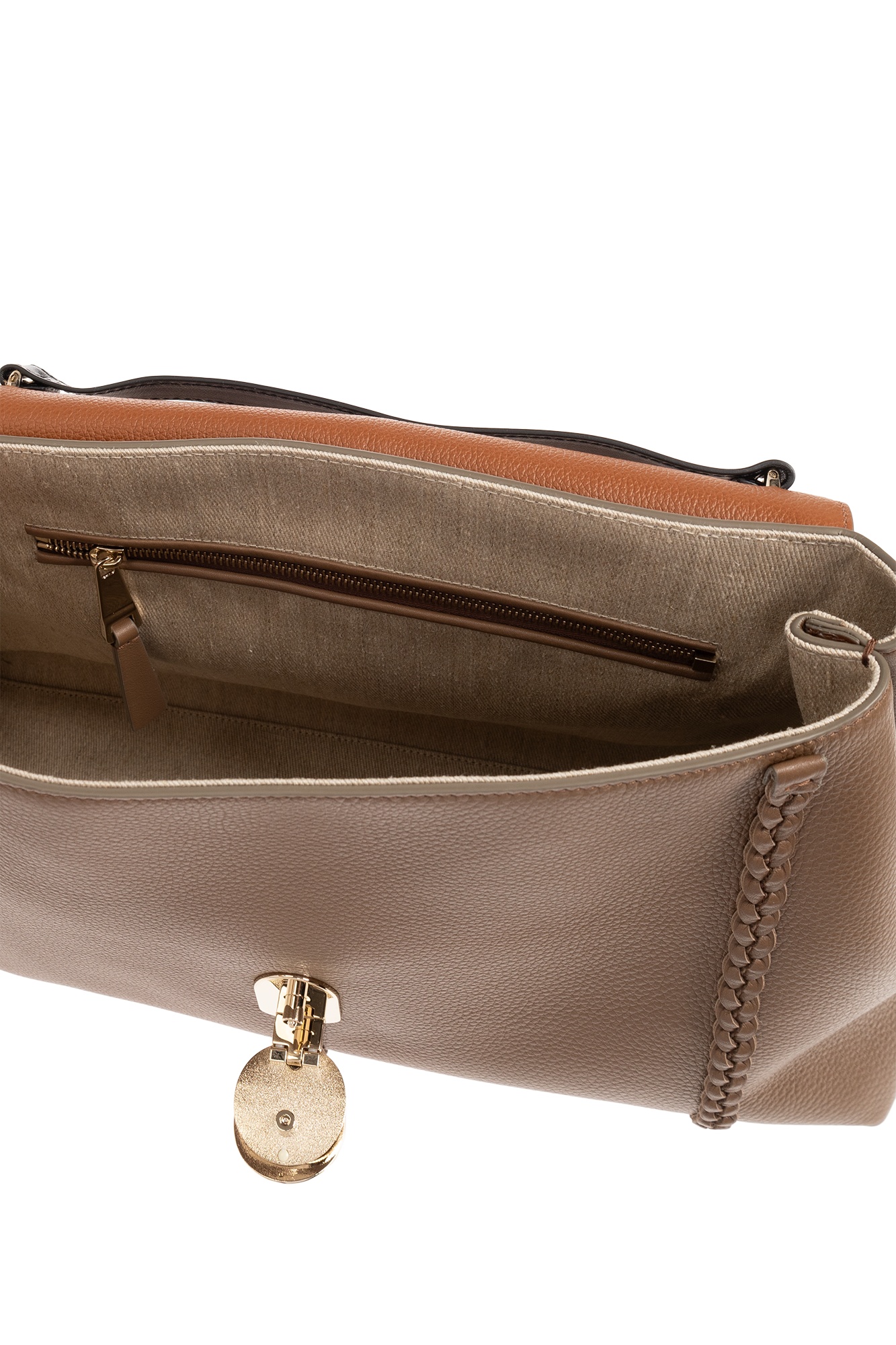 Chloé Large Penelope Leather Shoulder Bag In Brown