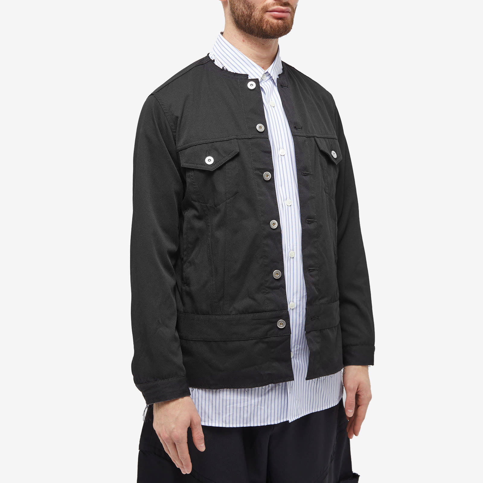 Comme Des Garçons Long Sleeved Jacket With Round Neck In Black