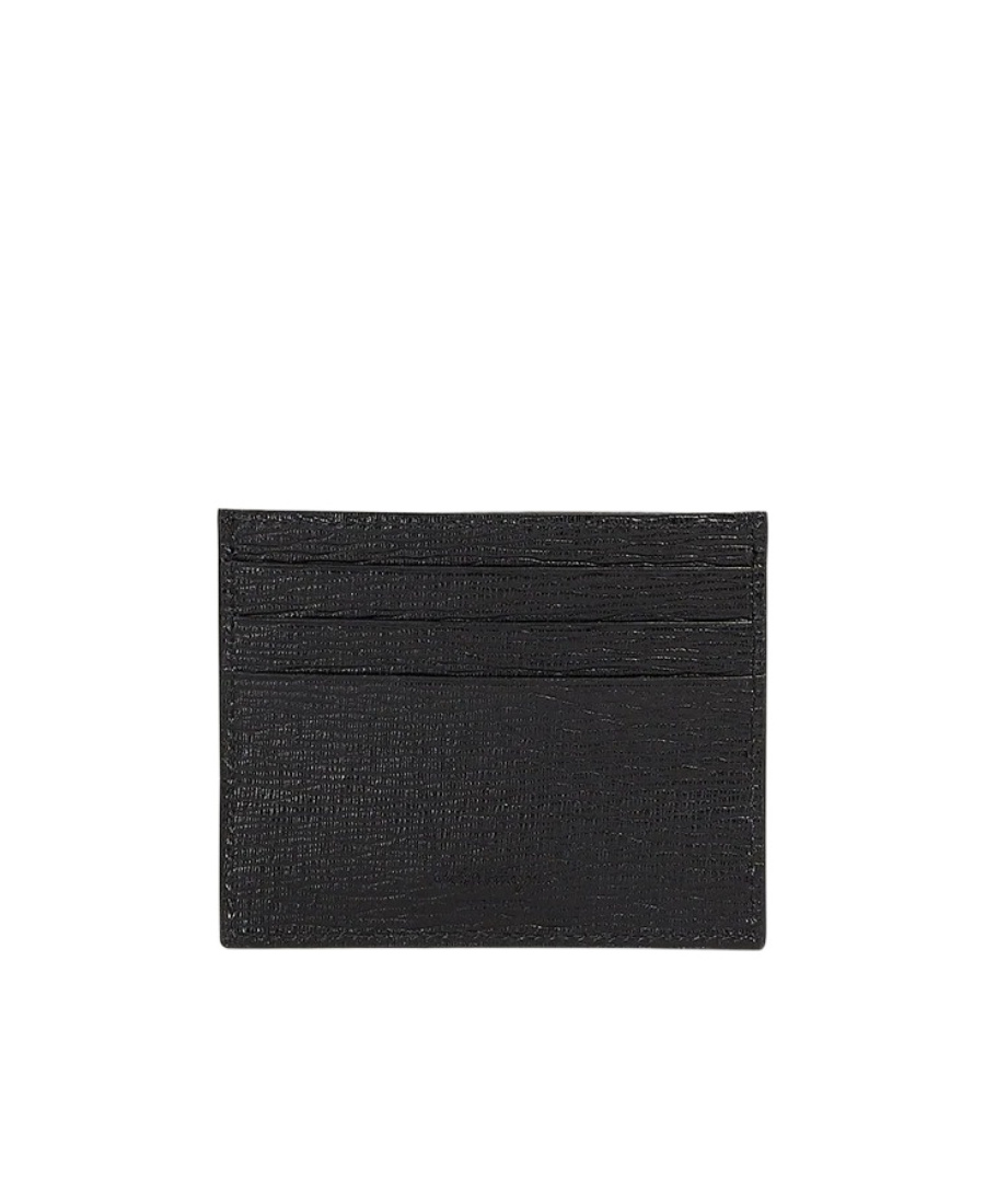 Ferragamo Textured Leather Cardholder In Black