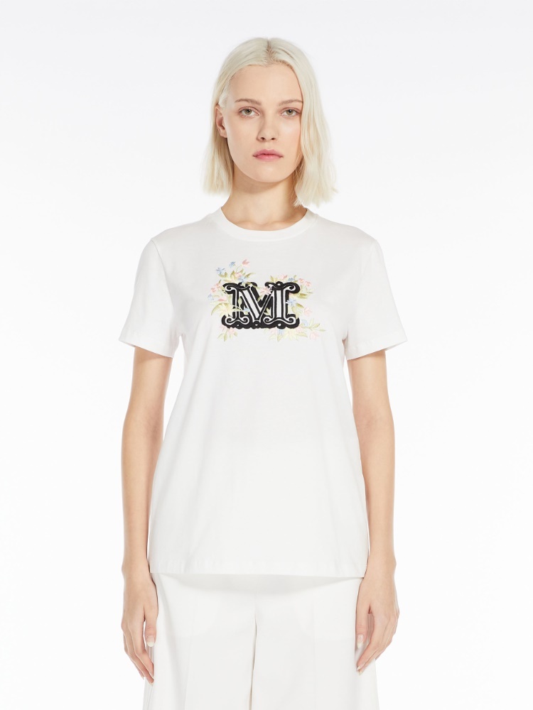 Max Mara Logo Embroidered T-shirt In White