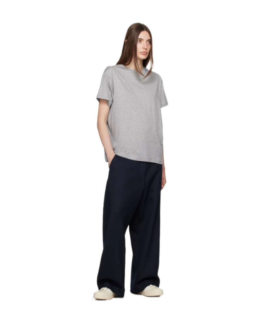 Studio Nicholson T-shirt With Round Neck And Short Sleeves In Gray