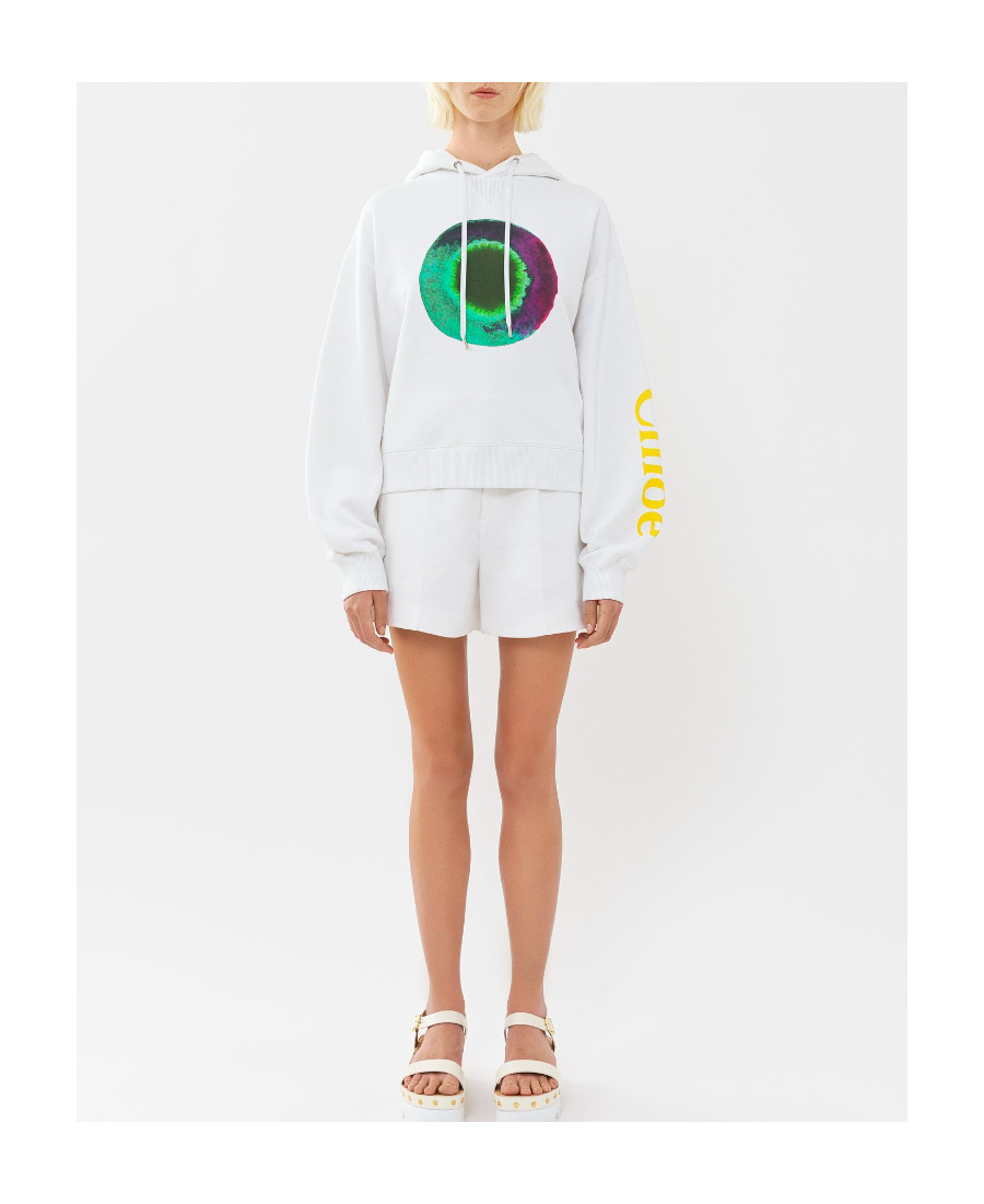 Chloé Printed Hooded Sweater In White