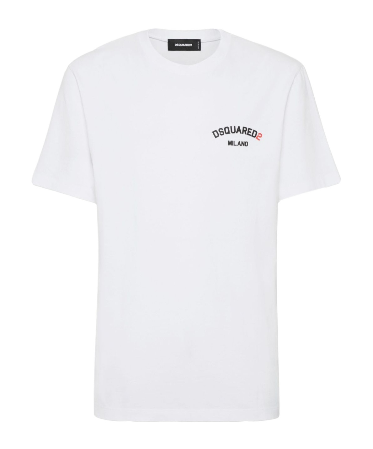 Dsquared2 Men White Crewneck T-shirt With Logo Lettering On The Front In Cotton Man In White