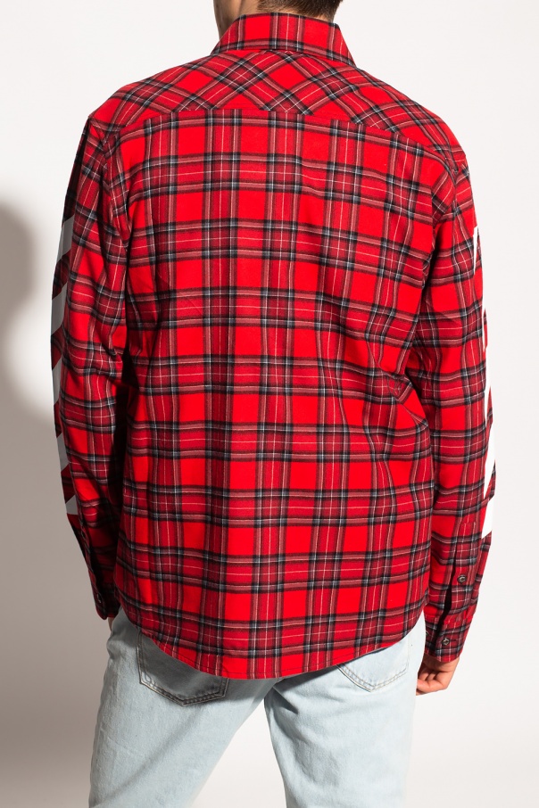Off-white Diag Checked Flannel Shirt In Red