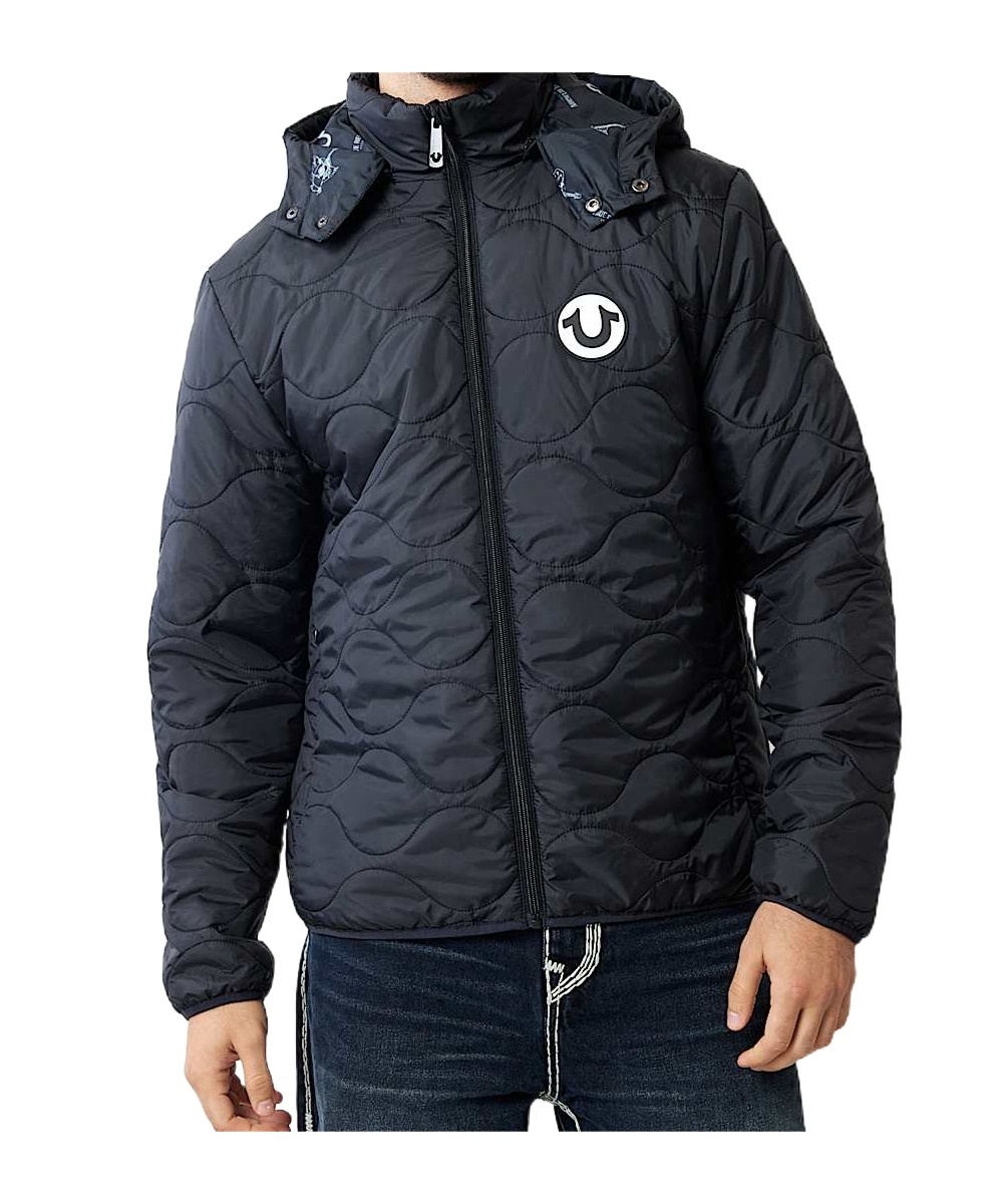True Religion Quilted Puffer Jacket In Black