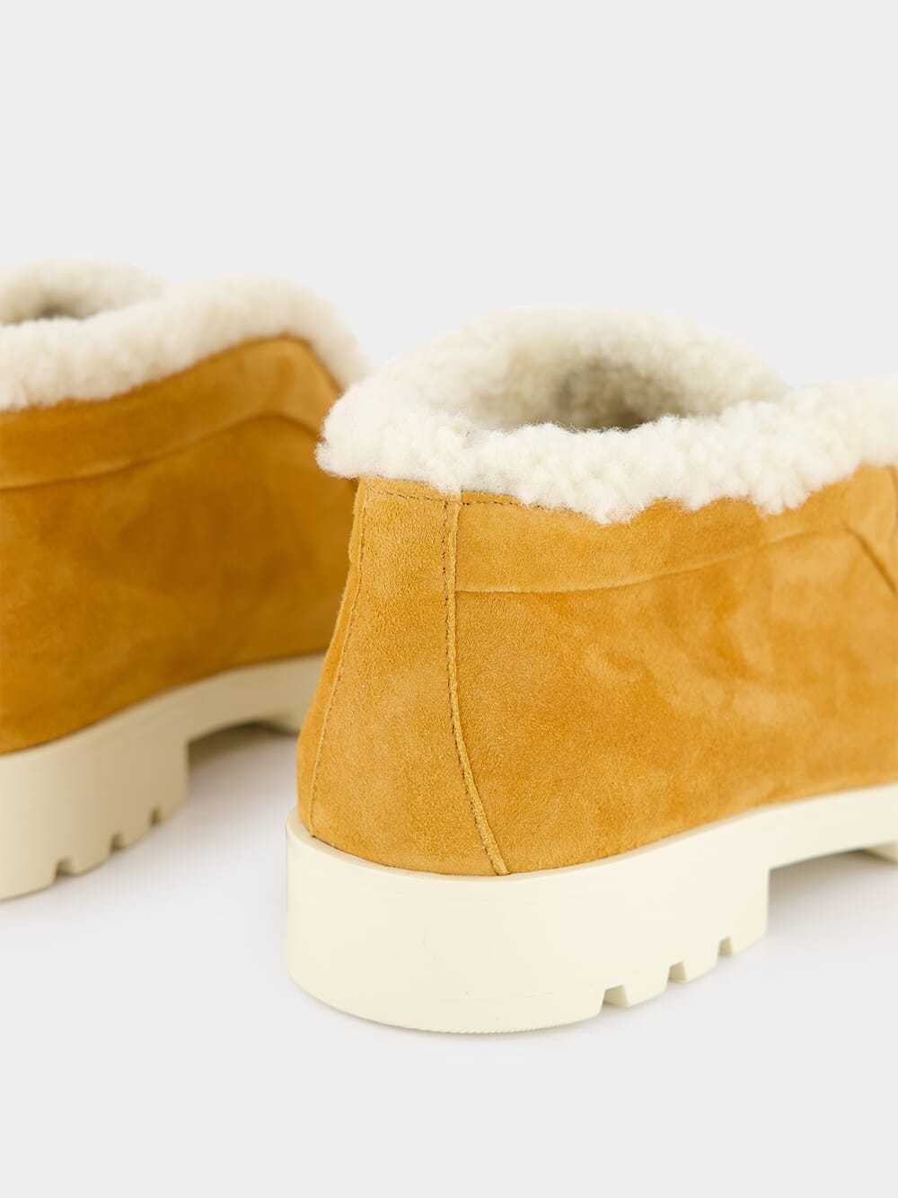 Santoni Shearling Ankle Boots In Gold