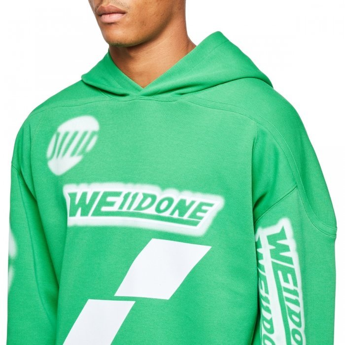 We11 Done Logo Hooded Sweater In Green