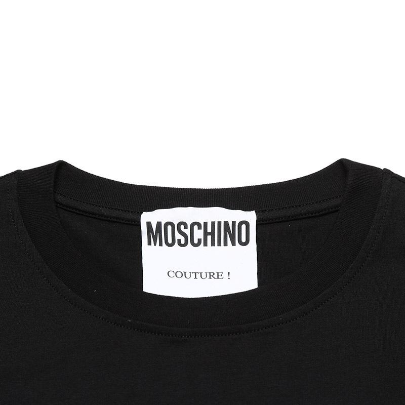 Moschino Double Question Mark Print T-shirt In Black