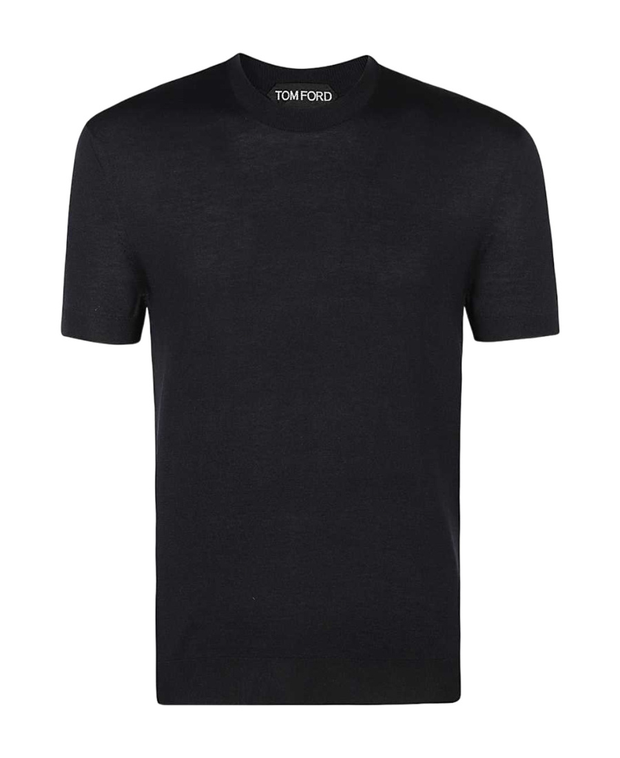 Tom Ford Black Stretch Cotton Crew Neck T-shirt In Black