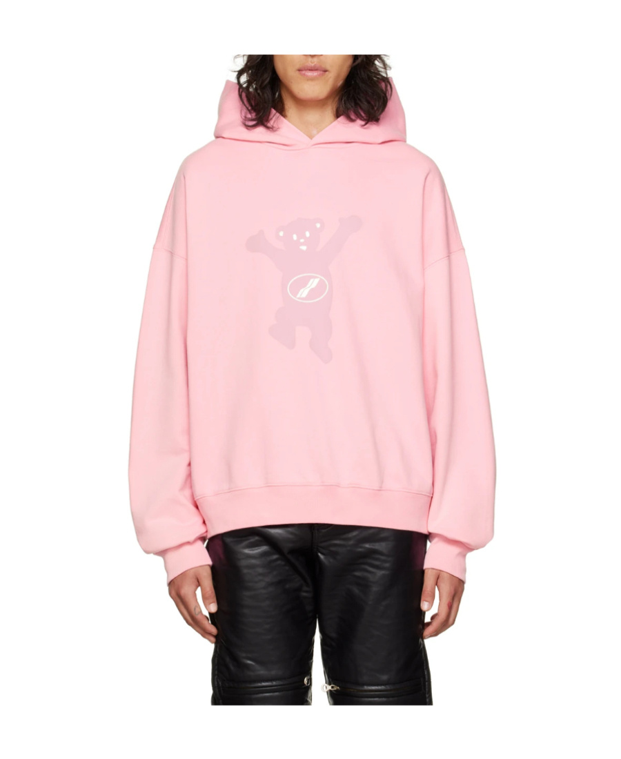 We11 Done Logo Print Cotton Hoodie In Pink