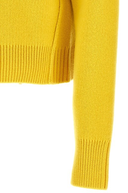 Shop Lanvin Cropped Knitted Jumper In Yellow