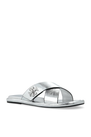 Tory Burch Logo-plaque Sandals In White