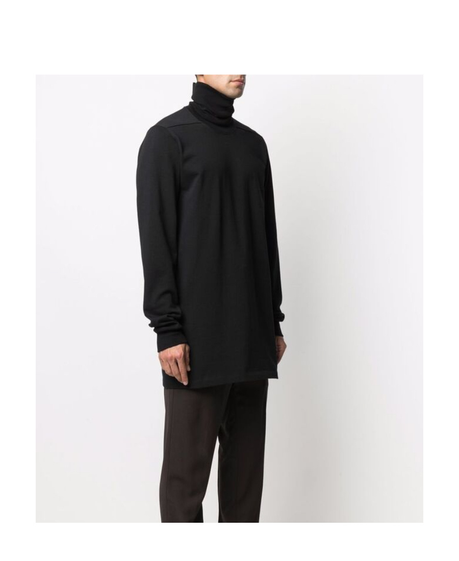 Rick Owens Roll-neck Organic-cotton Sweatshirt In Black