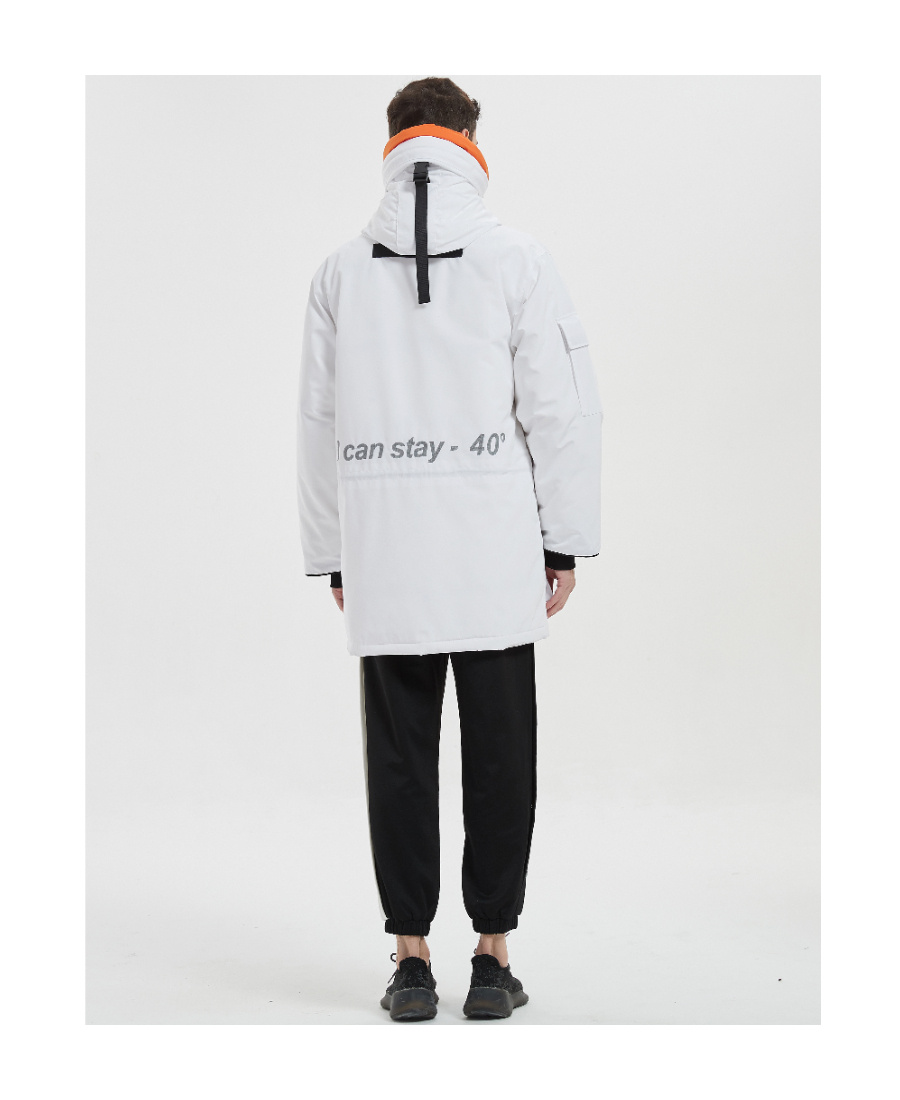 Liuregali 3m Reflective Velcro Can Replace Collar And Hat Down Jacket In White