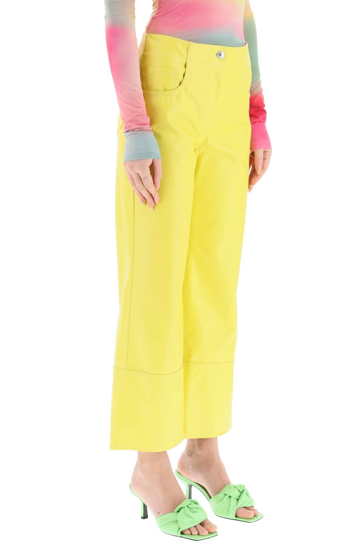 Msgm Wide-leg Cropped Trousers In Yellow