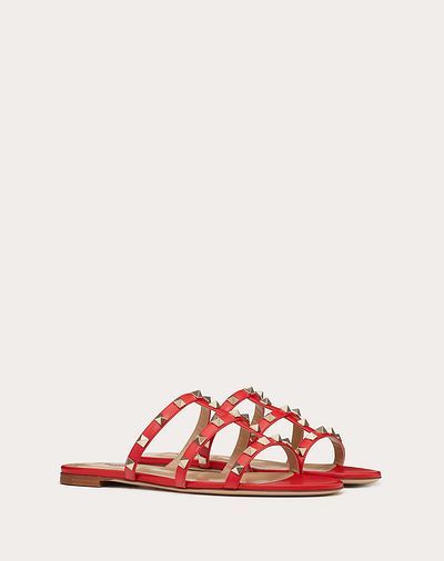 Valentino Rockstud Flat Sole Open Toe Sandals In Multicolor