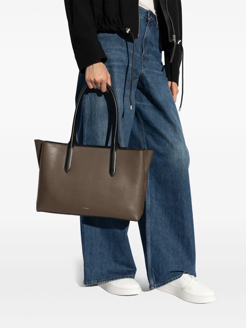 Furla Leather Tote Bag In Brown