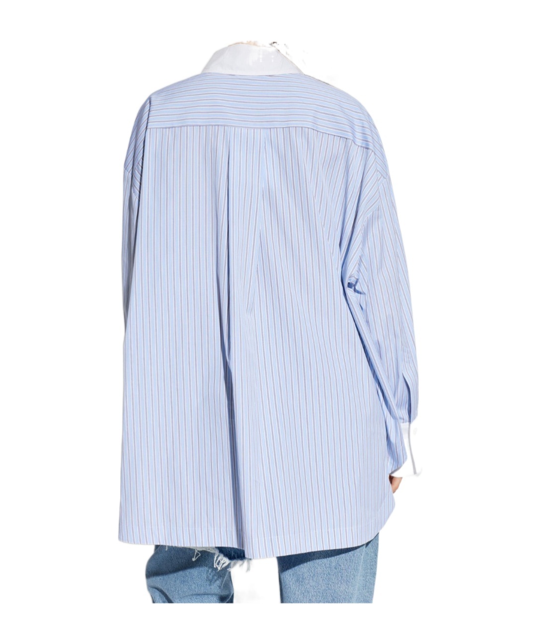 Attico Striped Embroidered Shirt In Blue