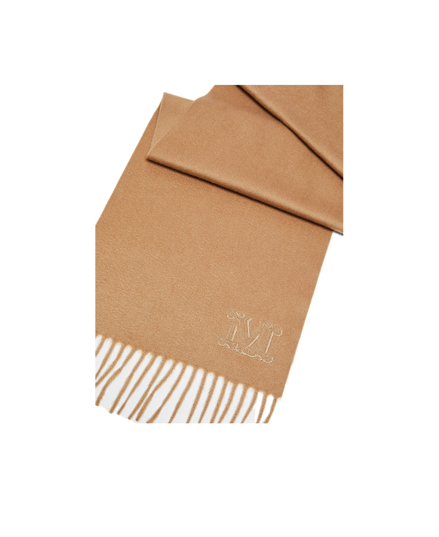 Max Mara Monogram Fringed-edge Cashmere Scarf In Brown