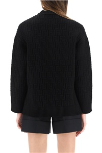 Fendi Ff Pattern Round-neck Pullover In Black
