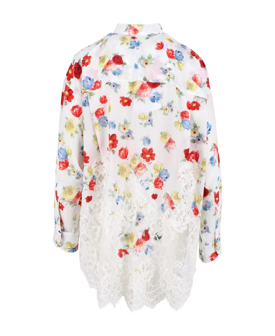 Ermanno Scervino Floral Printing Mixed Spliced Shirt In White