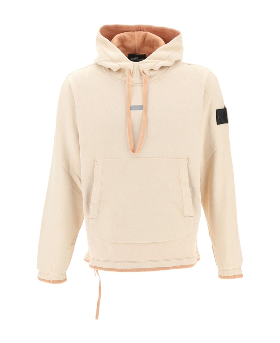 Stone Island Graphic-print Drawstring Hoodie In Nude