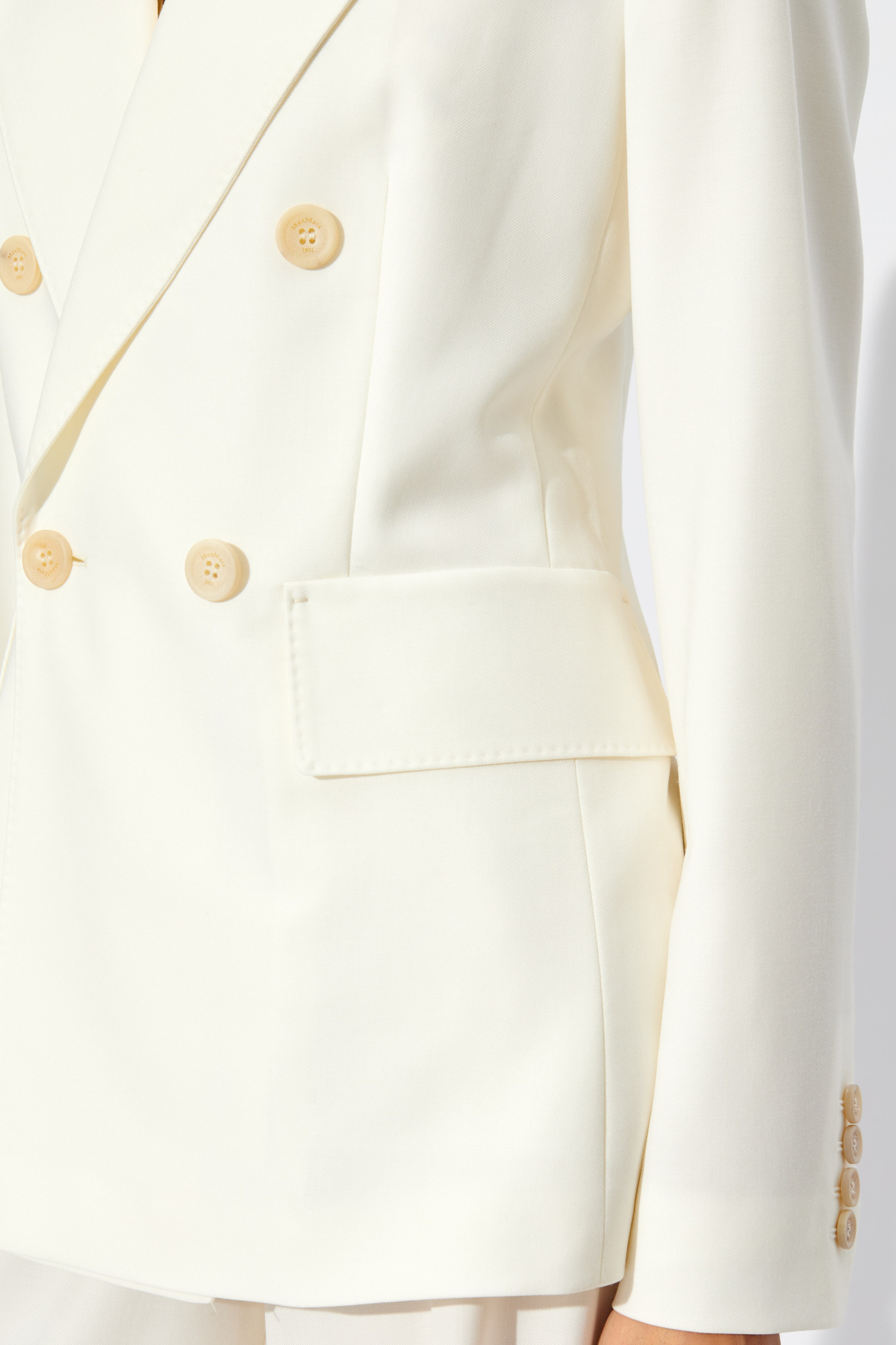 Max Mara Double-breasted Virgin-wool Blazer In White