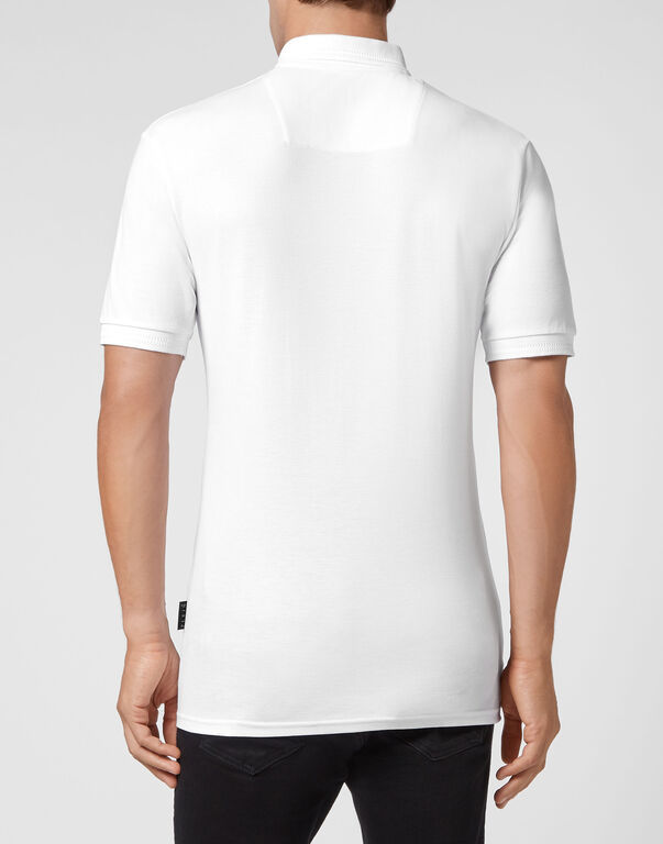 Philipp Plein Skull Pattern Short-sleeved Polo Shirt In White