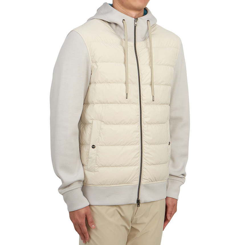 Herno Zip-up Hooded Drawstring Down Jacket In White