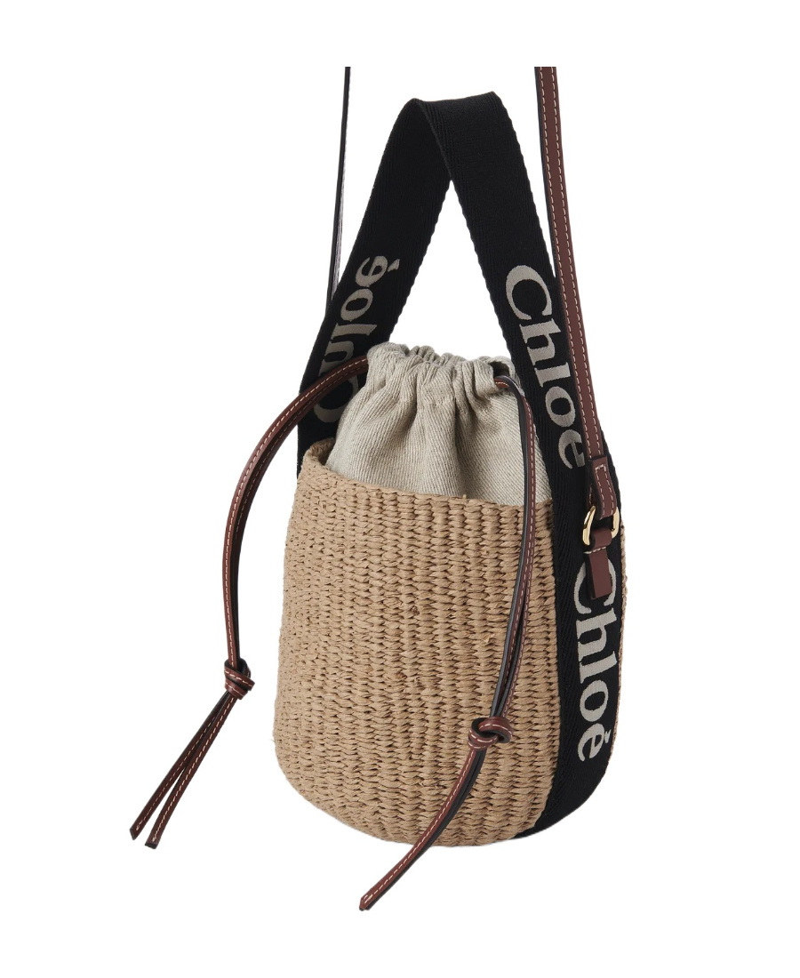 Chloé Small Basket Bag In Natural Fibers In Nude