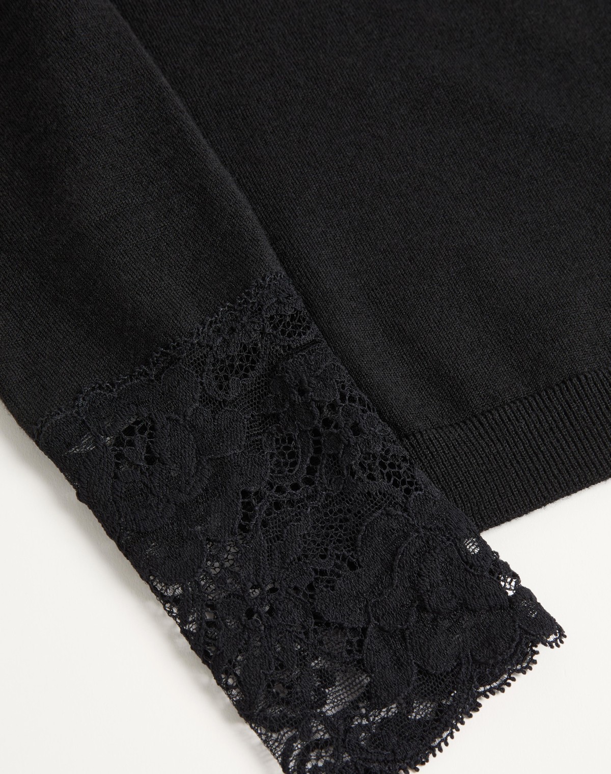 Valentino Wool Lace-insert Top In Black