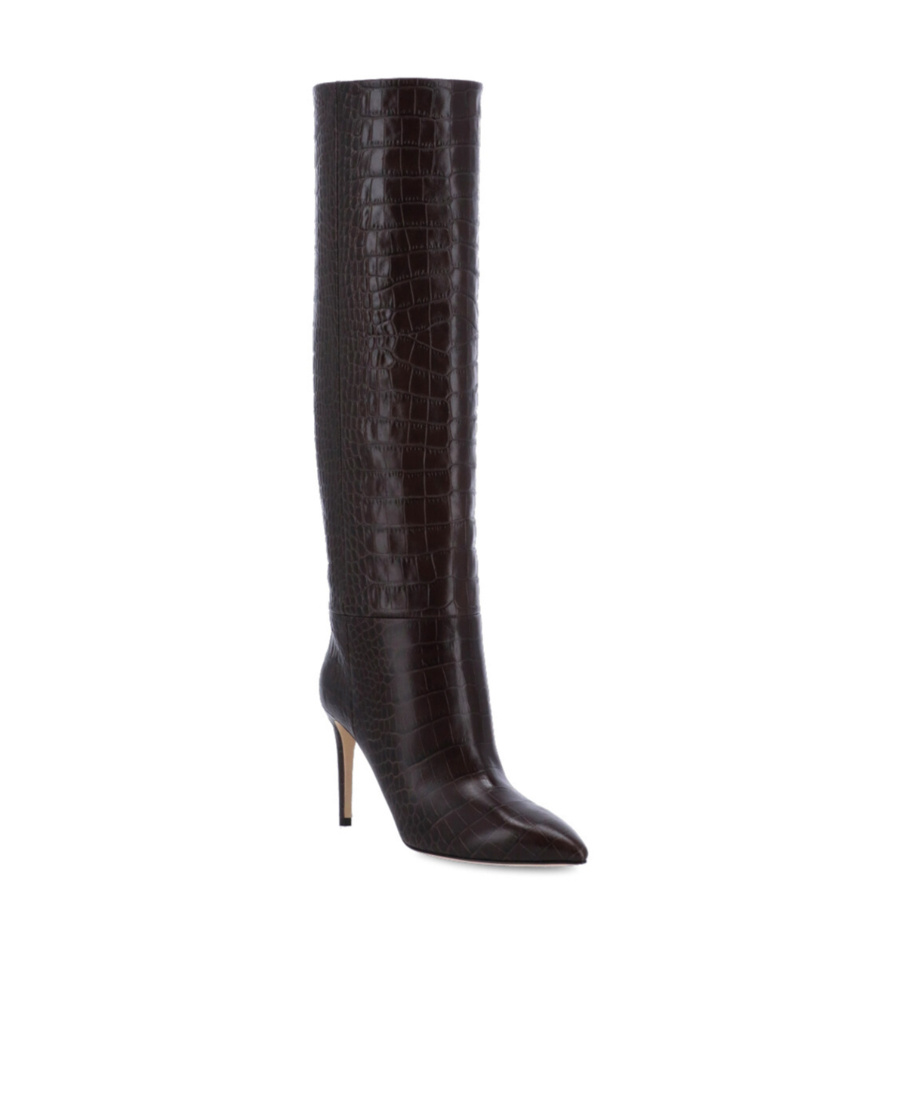 Paris Texas Crocodile-embossed 110mm Knee Boots In Black