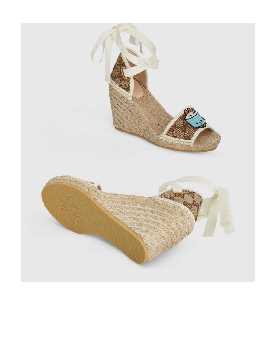 Gucci Gg Slope Heel Sandals In Nude