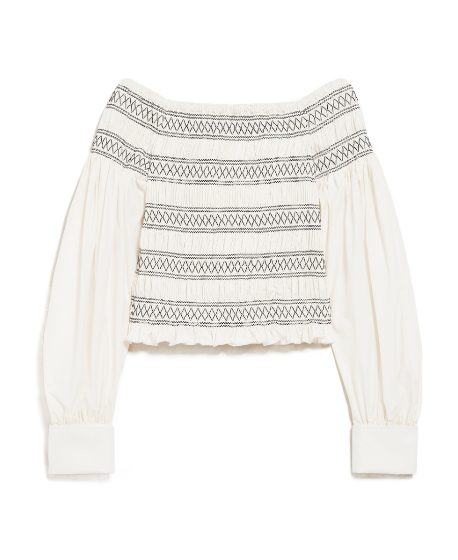 Shop Max Mara Ruffled Long-sleeved Bluse In White