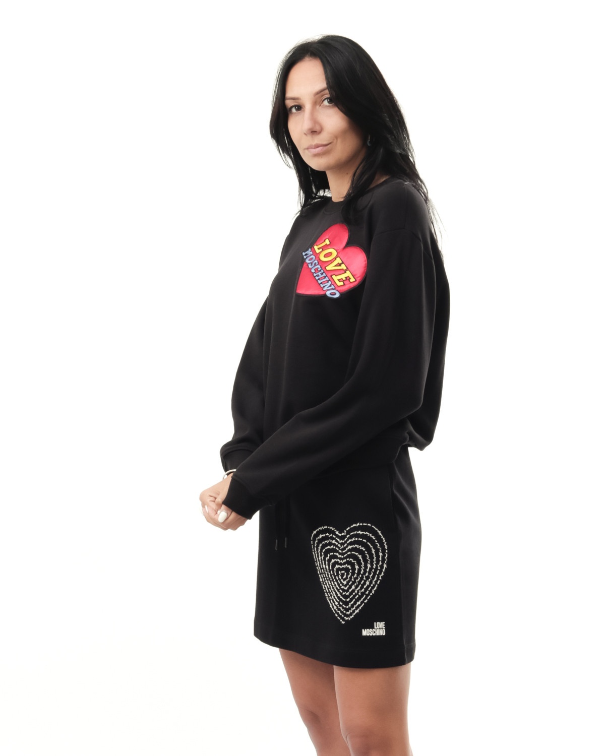Moschino Heart-shaped Upholstered Sweater In Black