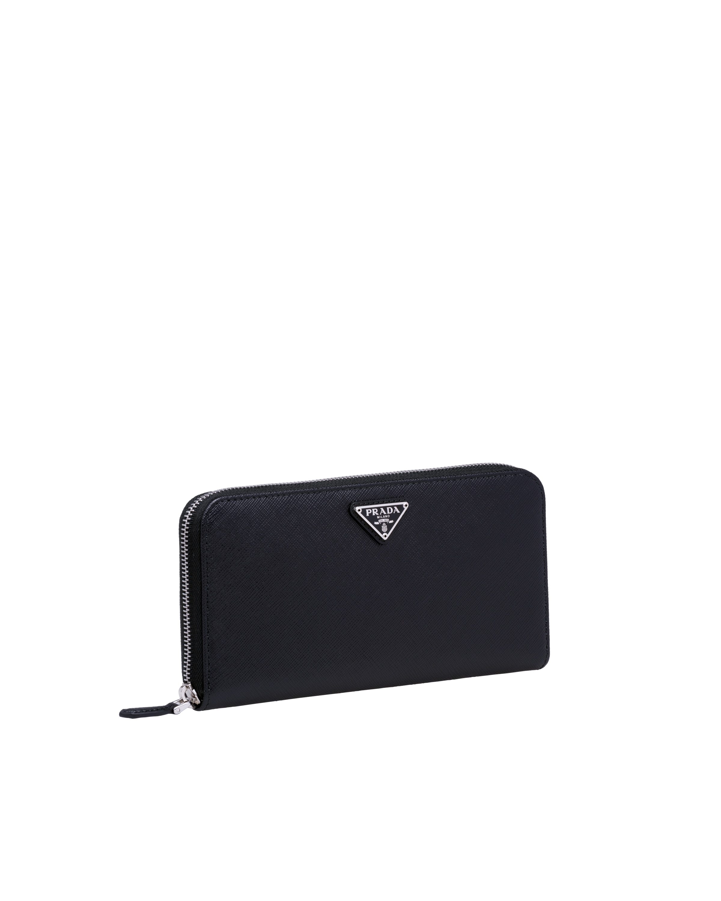 Prada Saffiano Zip Wallet In Black