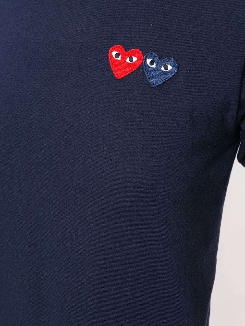 Comme Des Garçons Play Logo Embroidered Crew Neck T-shirt In Black