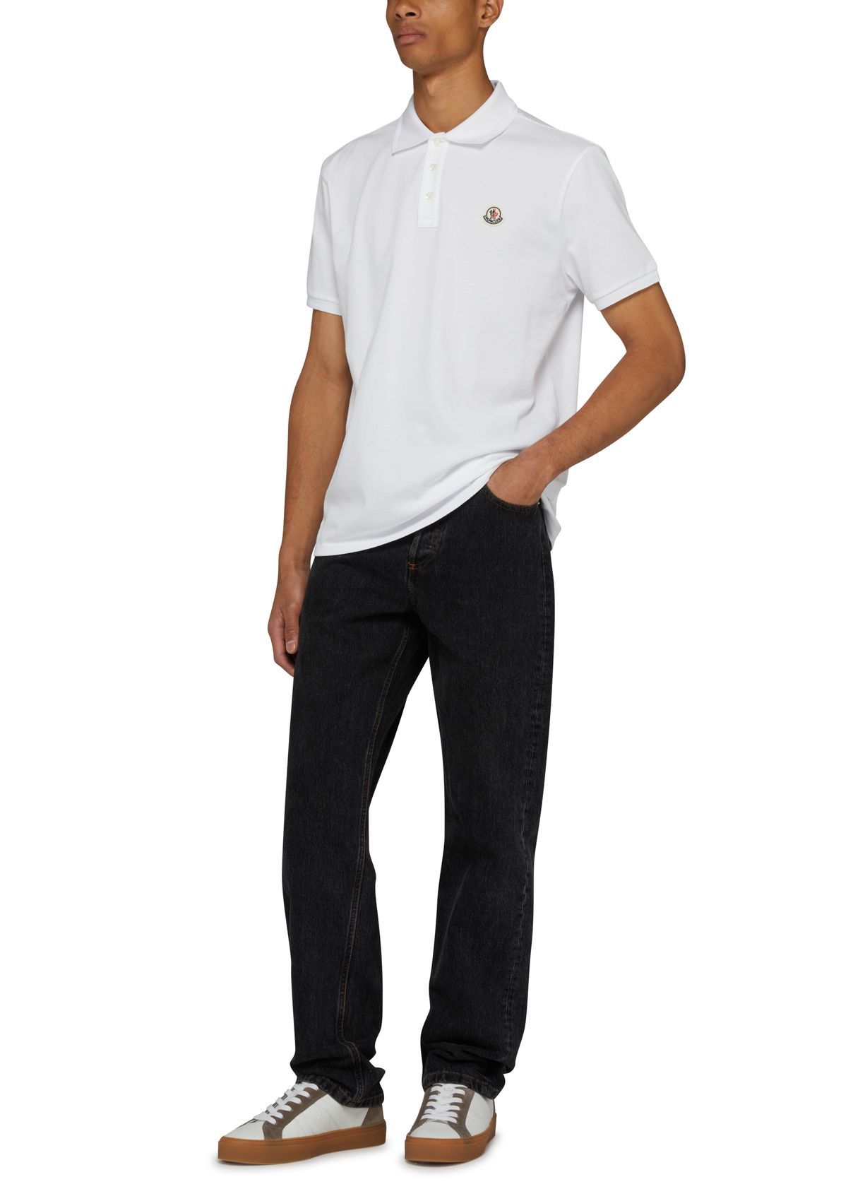 Shop Moncler Short-sleeved Polo Shirt In White