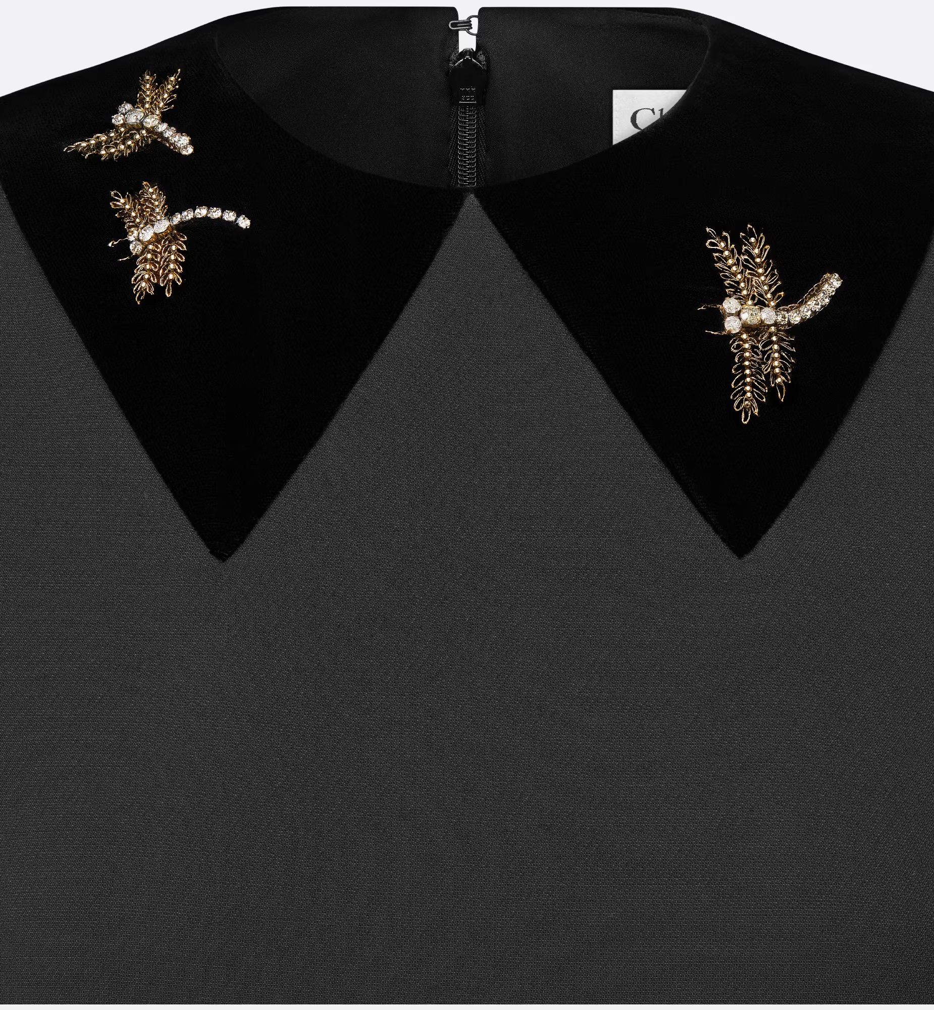 Dior A-line Embroidered Dress In Black