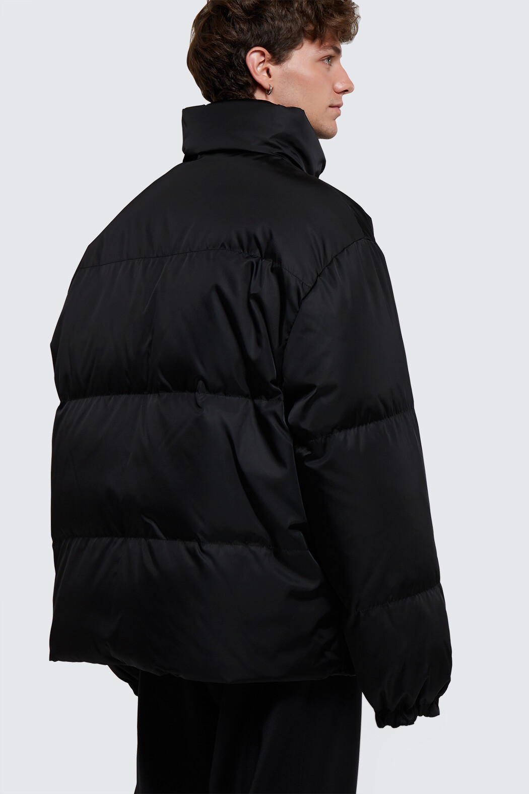 Prada Nappa Leather Puffer Jacket In Black