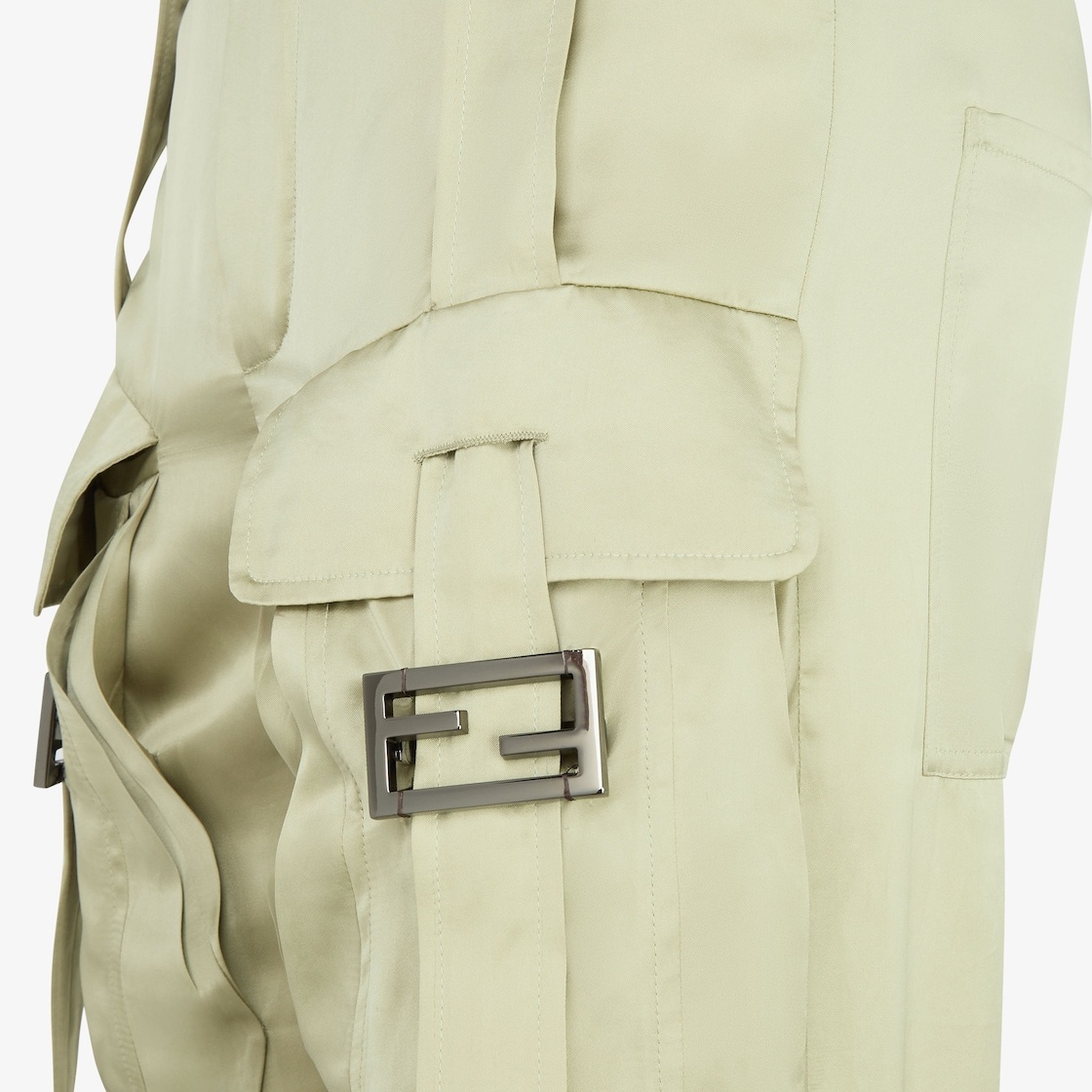 Fendi Trousers Green In Nude