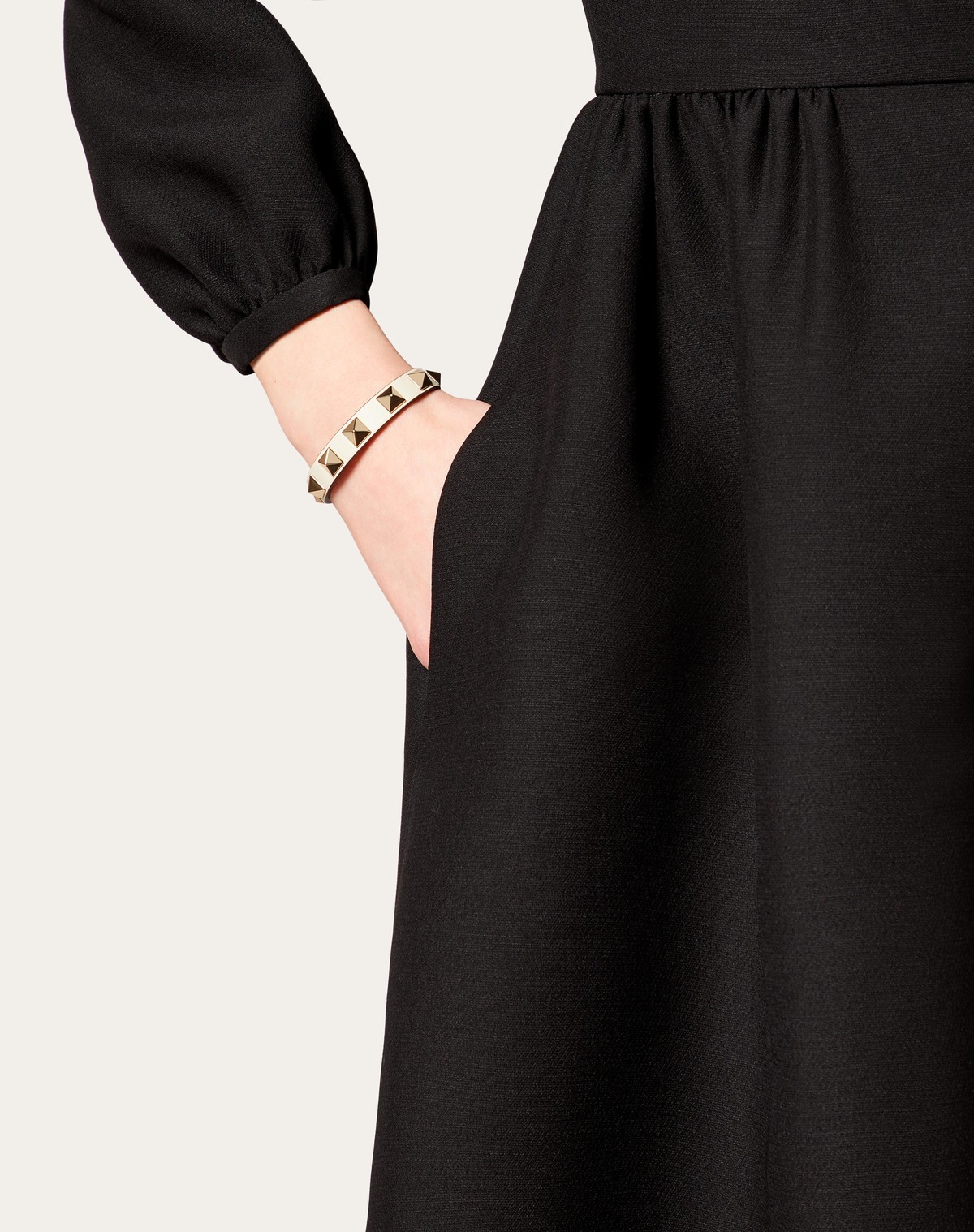 Valentino Garavani Rockstud Calfskin Double-strap Bracelet Woman Light Ivory Uni In White