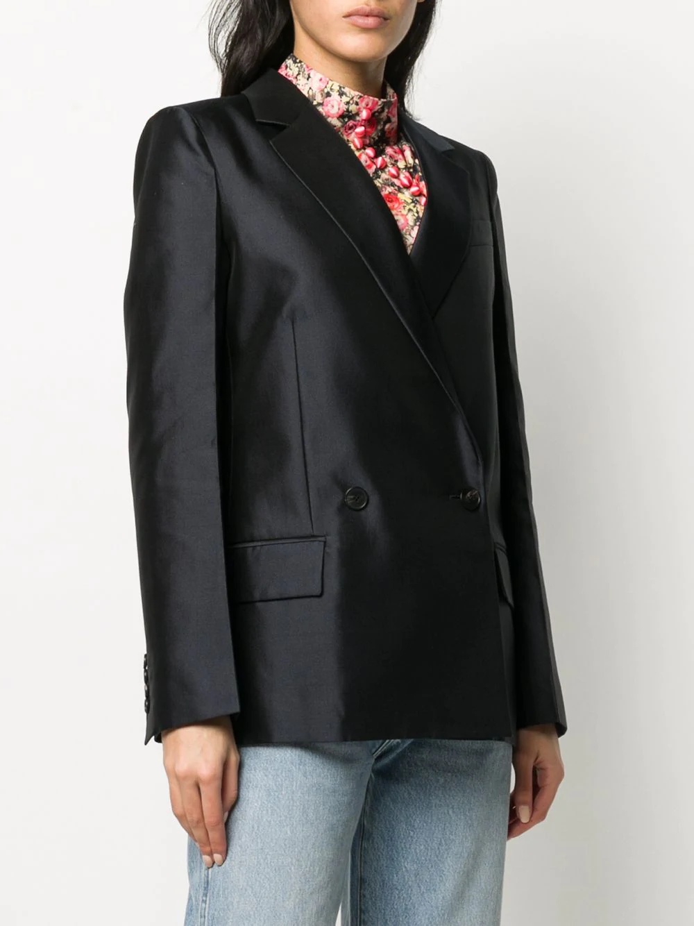 Givenchy Double-breasted Wool-silk Structured Blazer In Black