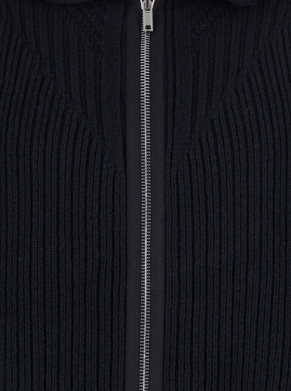 Rick Owens Ribbed-knit Virgin Wool Zip-up Sweater In Black