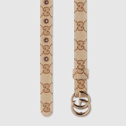 Gucci Gg Marmont Thin Belt In Nude