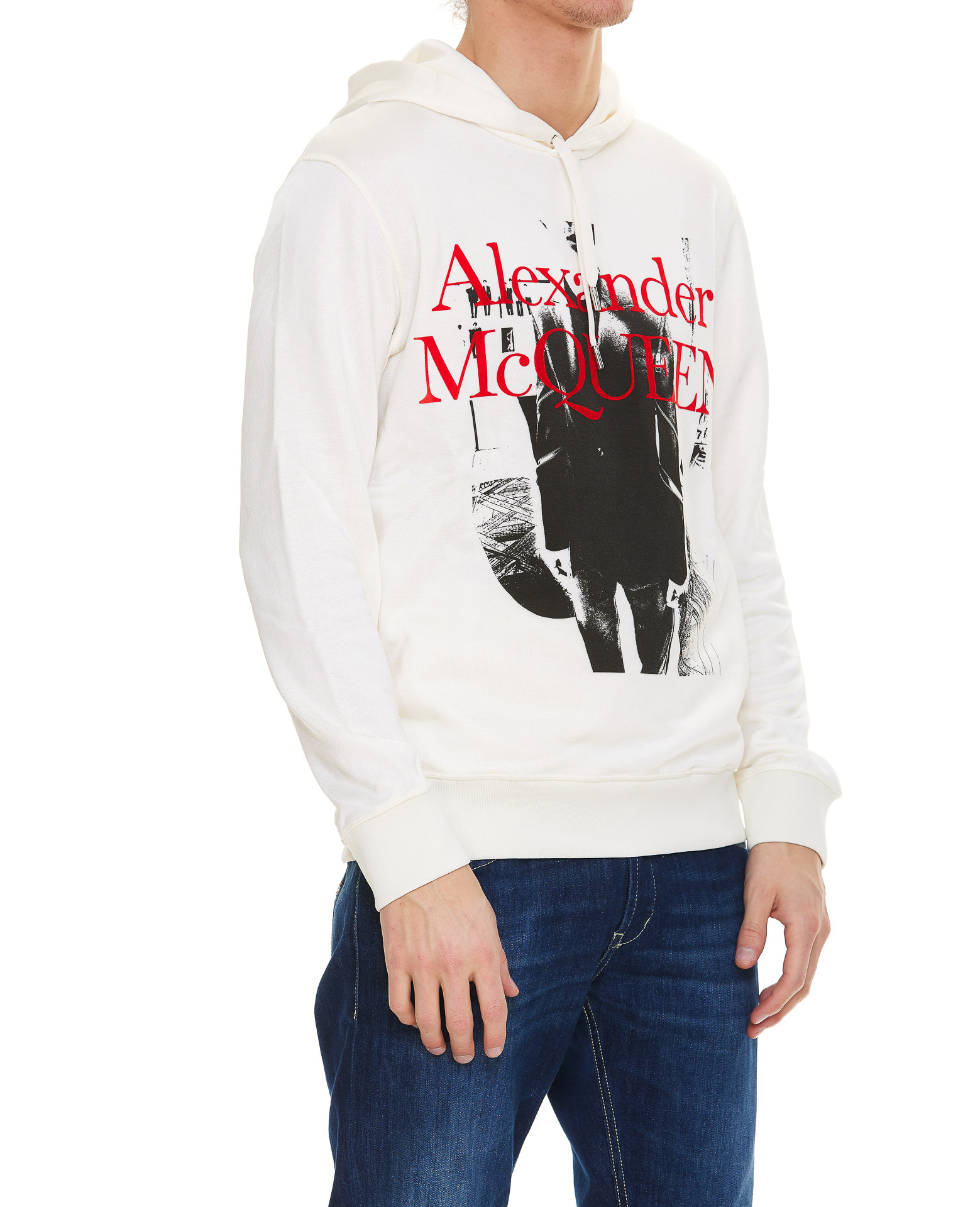 Alexander Mcqueen Printed Hooded Sweatshirt In White
